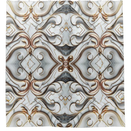 Roos Goud Wit Marmer Luxe Glam Douchegordijn (Voorkant)