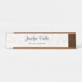 Roos Goud Wit Marmer Moderne Chique Sjabloon Bureau Naambordje (Voorkant)