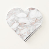 Roos Goud Wit Marmer Sjabloon Hart Gevormd Notitieboek (Achterkant)