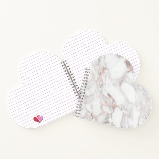 Roos Goud Wit Marmer Sjabloon Hart Gevormd Notitieboek (Binnen)