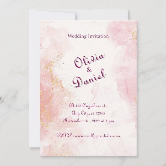 Roos Goud & Wit Marmer Uitnodiging (Voorkant)