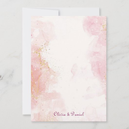 Roos Goud & Wit Marmer Uitnodiging (Achterkant)