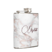 Roos Goud Wit Marmeren Script Naam Sjabloon Best Heupfles (Rechts)