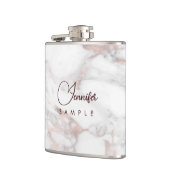 Roos Goud Wit Marmeren Sjabloon Beste Monogram Heupfles (Links)