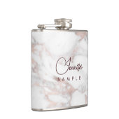 Roos Goud Wit Marmeren Sjabloon Beste Monogram Heupfles (Rechts)