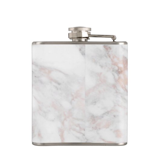 Roos Goud Wit Marmeren Sjabloon Beste Monogram Heupfles (Achterkant)