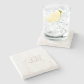 Roos Goud Wit Marmeren Steen Initiaal Stenen Onderzetter (Zijkant)