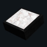 Roos-goud & wit modern faux marmeren steen cadeaudoosje<br><div class="desc">Elegante moderne roos-gouden en witte faux marmeren stenen achtergrond met aanpasbaar monogram.</div>