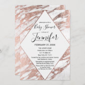 Roos Goud Wit Modern Marmer Baby shower Kaart (Voorkant / Achterkant)