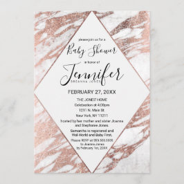 Roos Goud Wit Modern Marmer Baby shower Kaart