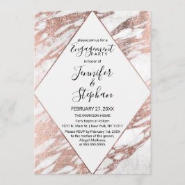 Roos Goud Wit Modern Marmer Verloving Kaart