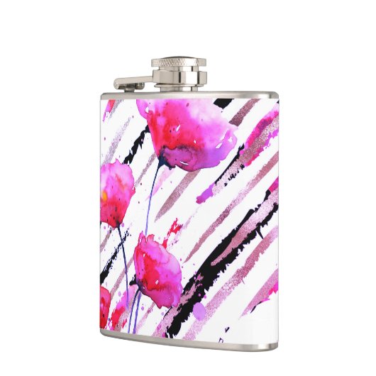 *~* Roos Goud Wit Roze Lavendel Poppy Pattern Heupfles (Links)