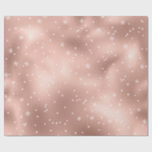 Roos Goud Wit Sneeuwvlokken Cadeaupapier (Vlak)