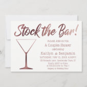 Roos Goud & Wit Voorraad de Bar Couples Shower Kaart (Voorkant)