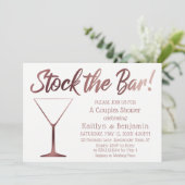 Roos Goud & Wit Voorraad de Bar Couples Shower Kaart (Staand voorkant)