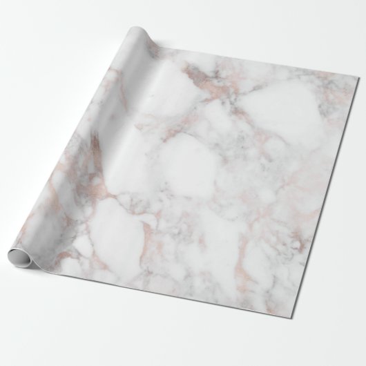 Roos-goud & witte faux marmer Stone Cadeaupapier (Uitgerold)