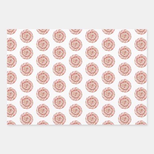 Roos Goud Witte Pepermunt Kerst Inpakpapier Vel (Voorkant)