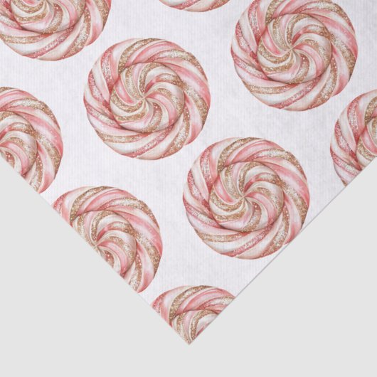 Roos Goud Witte Pepermunt Kerst Tissuepapier (Detail)