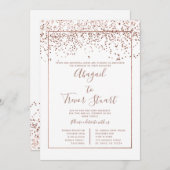 Roos goud witte typografie bruiloft kaart (Voorkant / Achterkant)