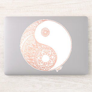 Roos Goud Yin Yang Doodle Art Patterns Sticker