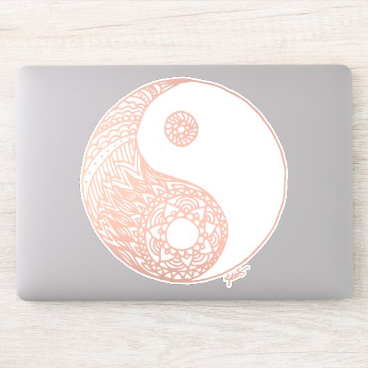 Roos Goud Yin Yang Doodle Art Patterns Sticker (Computer)