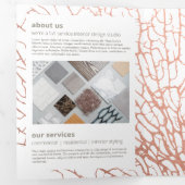 Roos Goud Zee Fan Koraal Interieur Design Brochure Drieluik Kaart (Binnenzijde eerst)