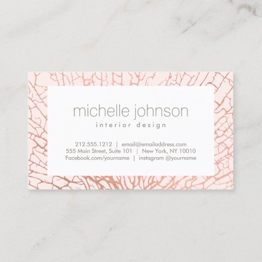 Roos Goud Zee Fan Koraal Interieur Designer Roze Visitekaartje (Achterkant)