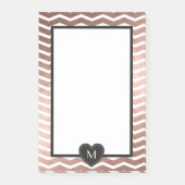 Roos goud zig zag zwart monogram hart lijst post-it® notes (Voorkant)