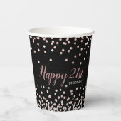 Roos Goud Zilver Confetti 21ste Verjaardagsfeest Papieren Bekers (Achterkant)