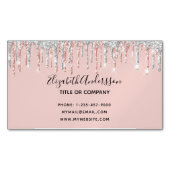 Roos goud zilver druppels elegant modern magnetisch visitekaartje (Voorkant)