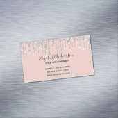 Roos goud zilver druppels elegant modern magnetisch visitekaartje (Voorbeeld)