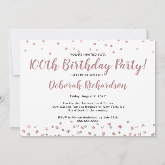 Roos Goud Zilver Fotocollage 100e Verjaardag Kaart (Achterkant)