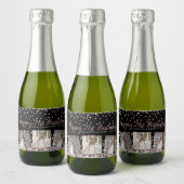 Roos Goud Zilver Fotocollage 21e Verjaardag Sparkling Wijnetiket (Flessen)