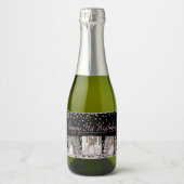 Roos Goud Zilver Fotocollage 21e Verjaardag Sparkling Wijnetiket (Voorkant)