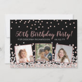 Roos Goud Zilver Fotocollage 50e Verjaardag Kaart (Voorkant)