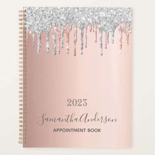 Roos Goud Zilver Glitter Afspraakboek Planner (Voorkant)