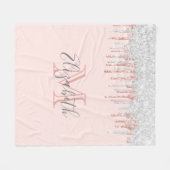 Roos goud zilver glitter druppelt roze monogrammen fleece deken (Voorkant (Horizontaal))