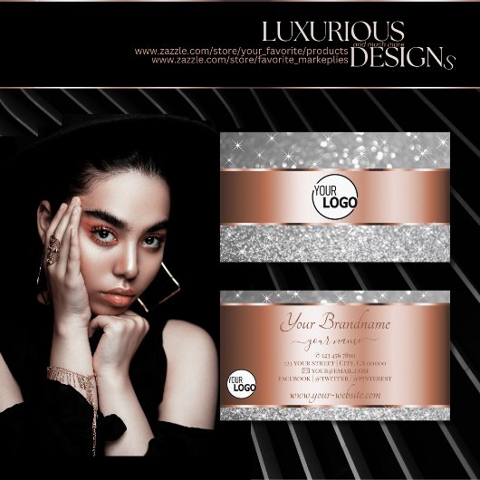 Roos Goud Zilver Glitter Lichtgevende Sterren en L Visitekaartje