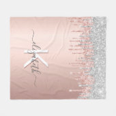 Roos Goud Zilver Roze Druppels Monogram Naam Fleece Deken (Voorkant (Horizontaal))