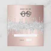 Roos goud zilveren glitter druppelt op verjaardag plaatskaartje (Buitenkant ongevouwen)