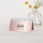 Roos goud zilveren glitter druppelt op verjaardag plaatskaartje (Achterkant)