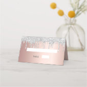 Roos goud zilveren glitter druppelt op verjaardag plaatskaartje (Voorkant)