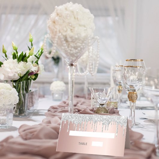 Roos goud zilveren glitter druppelt op verjaardag plaatskaartje