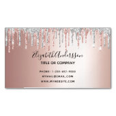 Roos goud zilveren glitter metallisch elegant mode magnetisch visitekaartje (Voorkant)