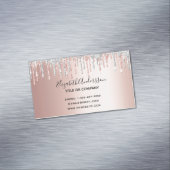 Roos goud zilveren glitter metallisch elegant mode magnetisch visitekaartje (Voorbeeld)