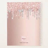 Roos goud zilverglitter druppelt monogram planner (Achterkant)
