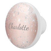 Roos goud zilverglitter monogram roestvrij stof keramische knop (Rechts)