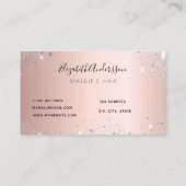 Roos goud zilverglitter stofmetaal, make-uphaar visitekaartje (Achterkant)