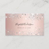 Roos goud zilverglitter stofmetaal, make-uphaar visitekaartje (Voorkant)