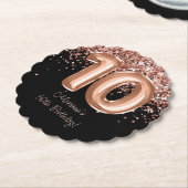 Roos Goud Zwart 10e Verjaardagsfeestje Kartonnen Onderzetters (Gekanteld)